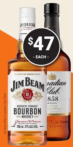 Super Cellars Jim Beam White or Canadian Club offer