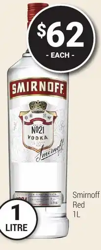 Super Cellars Smirnoff Red offer