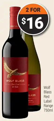 Super Cellars Wolf Blass Red Label Range offer