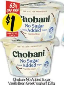 NQR Chobani No Added Sugar Vanilla Bean Greek Yoghurt offer