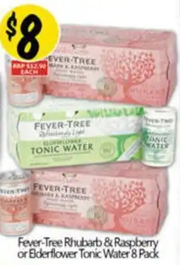 NQR Fever-Tree Rhubarb & Raspberry or Elderflower Tonic Water 8 Pack offer