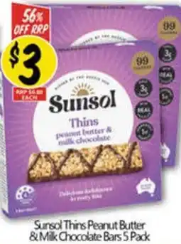 NQR Sunsol Thins Peanut Butter & Milk Chocolate Bars 5 Pack offer