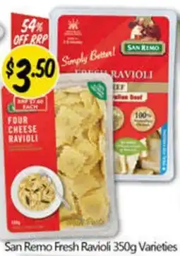 NQR San Remo Fresh RavioliFOUR CHEESE RAVIOLI Varieties offer