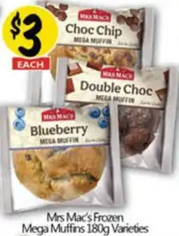 NQR Mrs Mac's Frozen Mega Muffins Varieties offer