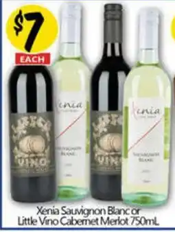 NQR Xenia Sauvignon Blanc or Little Vino Cabemet Merlot offer