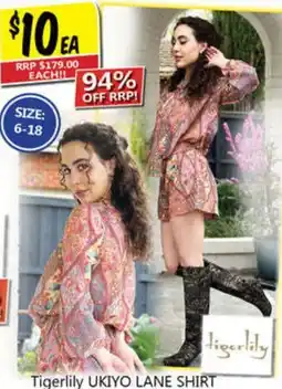 NQR Tigerlily UKIYO LANE SHIRT offer