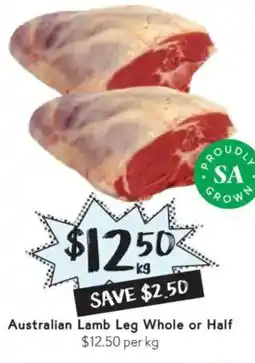 Drakes Australian Lamb Leg Whole or Half offer