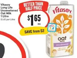 IGA Xpress Vitasoy Long Life Unsweetened Oat Milk offer