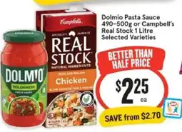 IGA Xpress Dolmio Pasta Sauce 490-500g or Campbell's Real Stock 1 Litre Selected Varieties offer