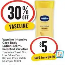 IGA Xpress Vaseline Intensive Care Body Lotion Selected Varieties offer