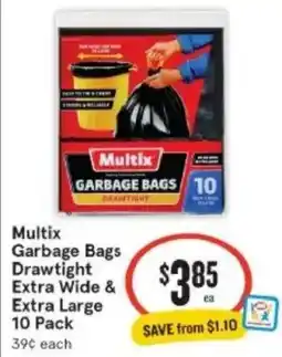 IGA Xpress Multix Garbage Bags Drawtight Extra Wide & Extra Large 10 Pack offer