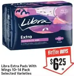 IGA Xpress Libra Extra Pads With Wings 10-14 Pack Selected Varieties offer