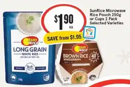 IGA Xpress SunRice Microwave Rice Pouch 250g or Cups 2 Pack Selected Varieties offer