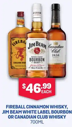 SipnSave Fireball cinnamon whisky, jim beam white label bourbon or canadian club whisky offer
