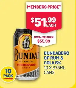 SipnSave Bundaberg op rum & cola 6% cans offer