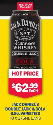 SipnSave Jack daniel's double jack & cola 6.9% varieties cans offer