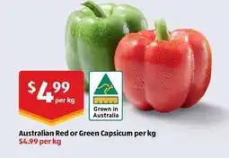 ALDI Australian Red or Green Capsicum per kg offer