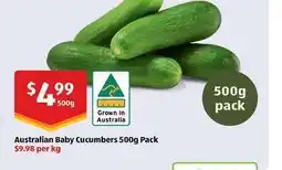 ALDI Australian Baby Cucumbers 500g Pack offer