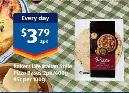 ALDI Bakers Life Italian Style Pizza Bases 2pk/400g offer