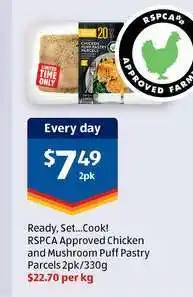 ALDI RSPCA Approved Chicken and Mushroom Puff Pastry Parcels 2pk/330g offer