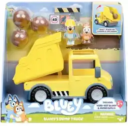 Kmart Bluey's Dump Truck With Exclusive Hard-Hat Bluey and Muddy Bingo Figures Set offer