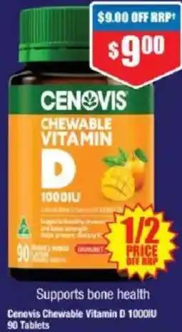 Chemist Warehouse Cenovis Chewable Vitamin D 1000IU 90 Tablets offer