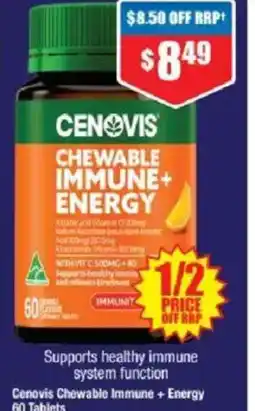 Chemist Warehouse Cenovis Chewable Immune + Energy 60 Tablets offer