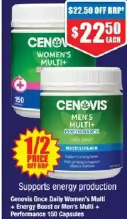 Chemist Warehouse Cenovis Once Daily Women's Multi +Energy Boost or Men's Multi + Performance 150 Capsules offer
