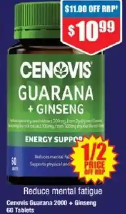 Chemist Warehouse Cenovis Guarana 2000 + Ginseng 60 Tablets offer