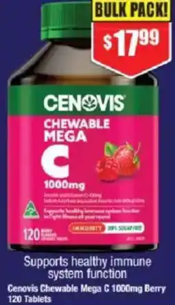 Chemist Warehouse Cenovis Chewable Mega C 1000mg Berry 120 Tablets offer
