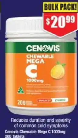 Chemist Warehouse Cenovis Chewable Mega C 1000mg 200 Tablets offer