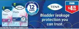 Chemist Warehouse Tena Pads Mini Plus 16 Pack or InstaDry 6 Pack offer