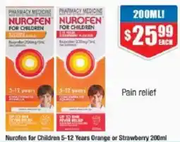 Chemist Warehouse Nurofen for Children 5-12 Years Orange or Strawberry offer