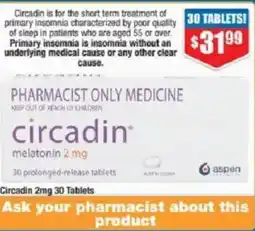 Chemist Warehouse Circadin 2mg 30 Tablets offer