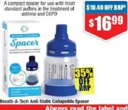 Chemist Warehouse Breath-A-Tech Anti-Static Collapsible Spacer offer