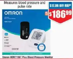 Chemist Warehouse Omron HEM7156T Plus Blood Pressure Monitor offer