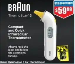 Chemist Warehouse Braun Thermoscan 3 Ear Thermometer offer