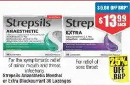 Chemist Warehouse Strepsils Anaesthetic Menthol or Extra Blackcurrant 36 Lozenges offer