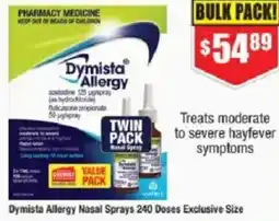Chemist Warehouse Dymista Allergy Nasal Sprays 240 Doses Exclusive Size offer