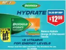 Chemist Warehouse Berocca Hydrate Orange 20 Effervescent Tablets offer