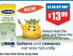 Chemist Warehouse Ear Clear Olive Oil Ear Spray offer