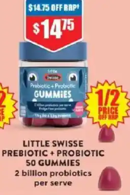 Chemist Warehouse LITTLE SWISSE PREBIOTIC + PROBIOTIC 50 GUMMIES offer
