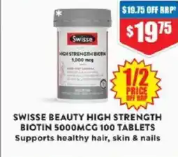 Chemist Warehouse Swisse beauty high strength biotin 5000mcg 100 tablets offer