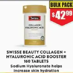 Chemist Warehouse Swisse beauty collagen + hyaluronic acid booster 160 tablets offer