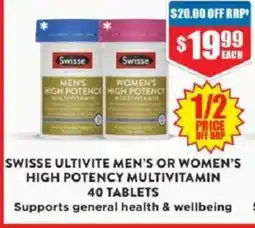 Chemist Warehouse Swisse ultivite men's or women's high potency multivitamin offer