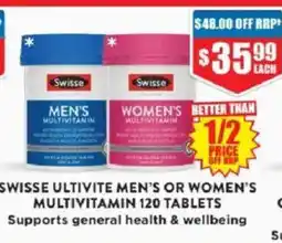 Chemist Warehouse Swisse ultivite men's or women's multivitamin 120 tablets offer