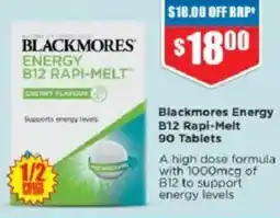 Chemist Warehouse Blackmores Energy B12 Rapi-Melt 90 Tablets offer