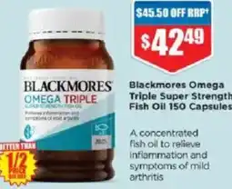 Chemist Warehouse Blackmores Omega Triple Super Strength Fish Oil 150 Capsules offer