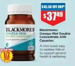 Chemist Warehouse Blackmores Omega Mini Double Concentrate 400 Capsules offer