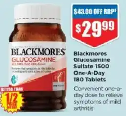 Chemist Warehouse Blackmores Glucosamine Sulfate 1500 One-A-Day 180 Tablets offer